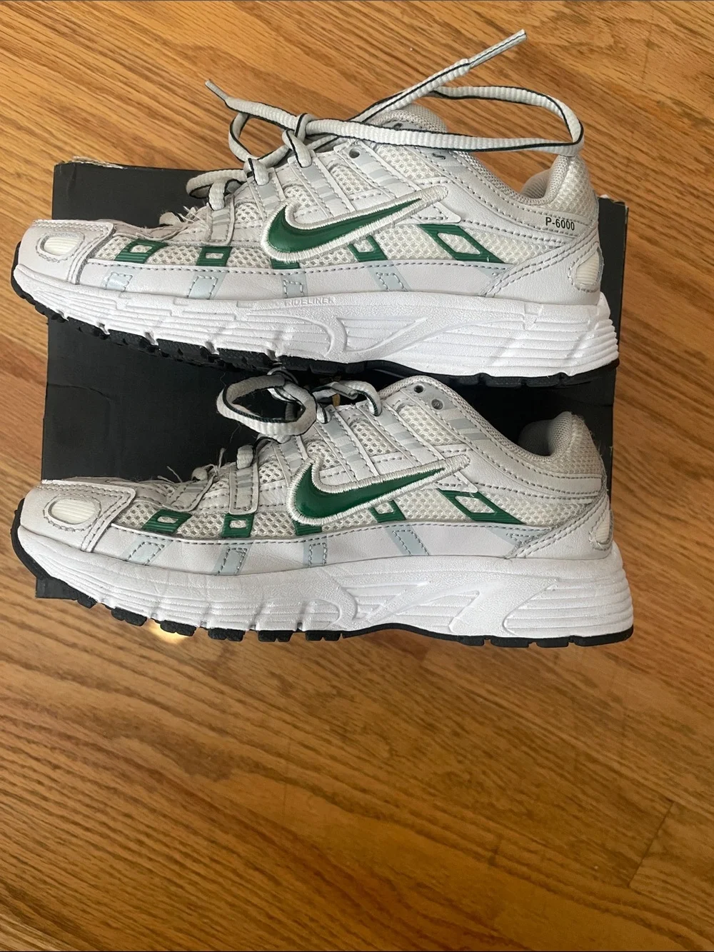 Nike Kids White Sneakers with Green Accents